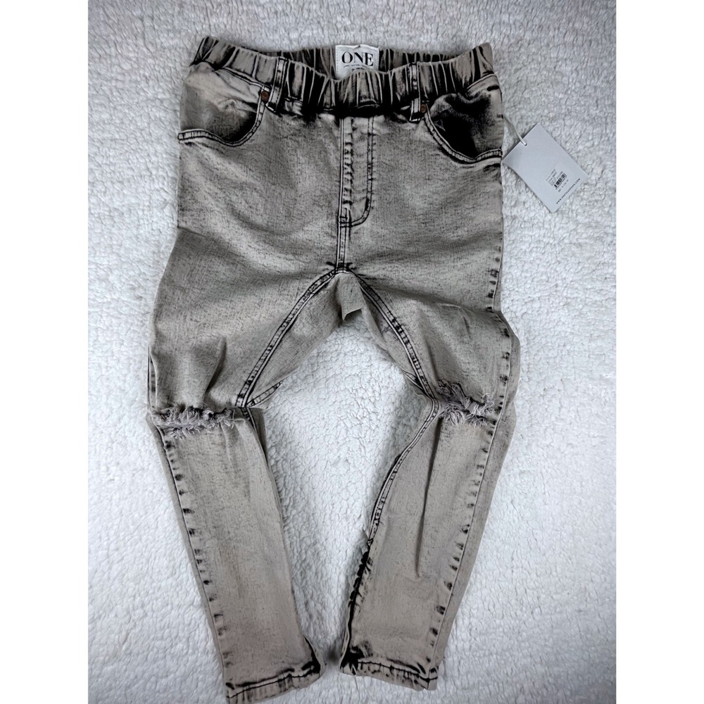 One Teaspoon Woman's Acid Wash Jeans Size 25 Gray Black Leather Pocket